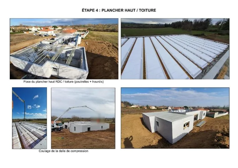Étape 4 — Plancher haut et toiture : planche photo du document de construction Reverbloc.